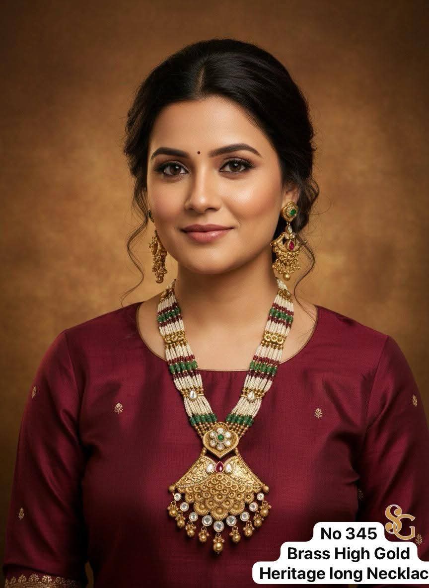 Brass High Heritage Long Necklace Set